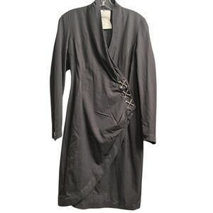 Thierry Mugler Paris vintage charcoal gray metal dress